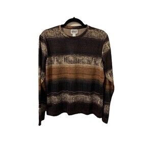 Chico's Brown and Black Patterned Blouse